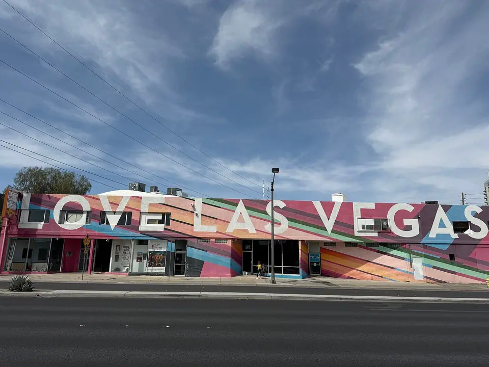 The colourful "LOVE LAS VEGAS" wall mural, Las Vegas, NV